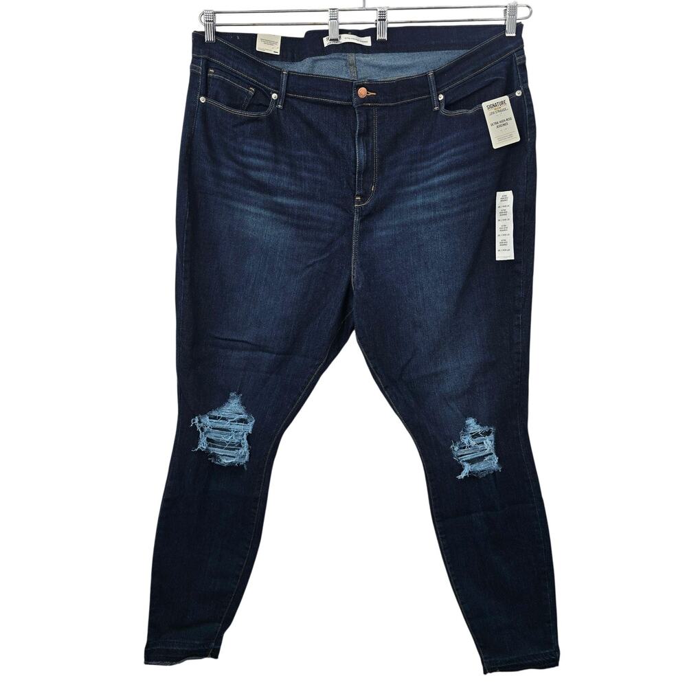 Levi's Jeans Womens 26W Blue Ultra High Rise Jegging Distressed Stretch Plus